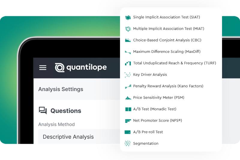 List of quantilope's automated advanced methods