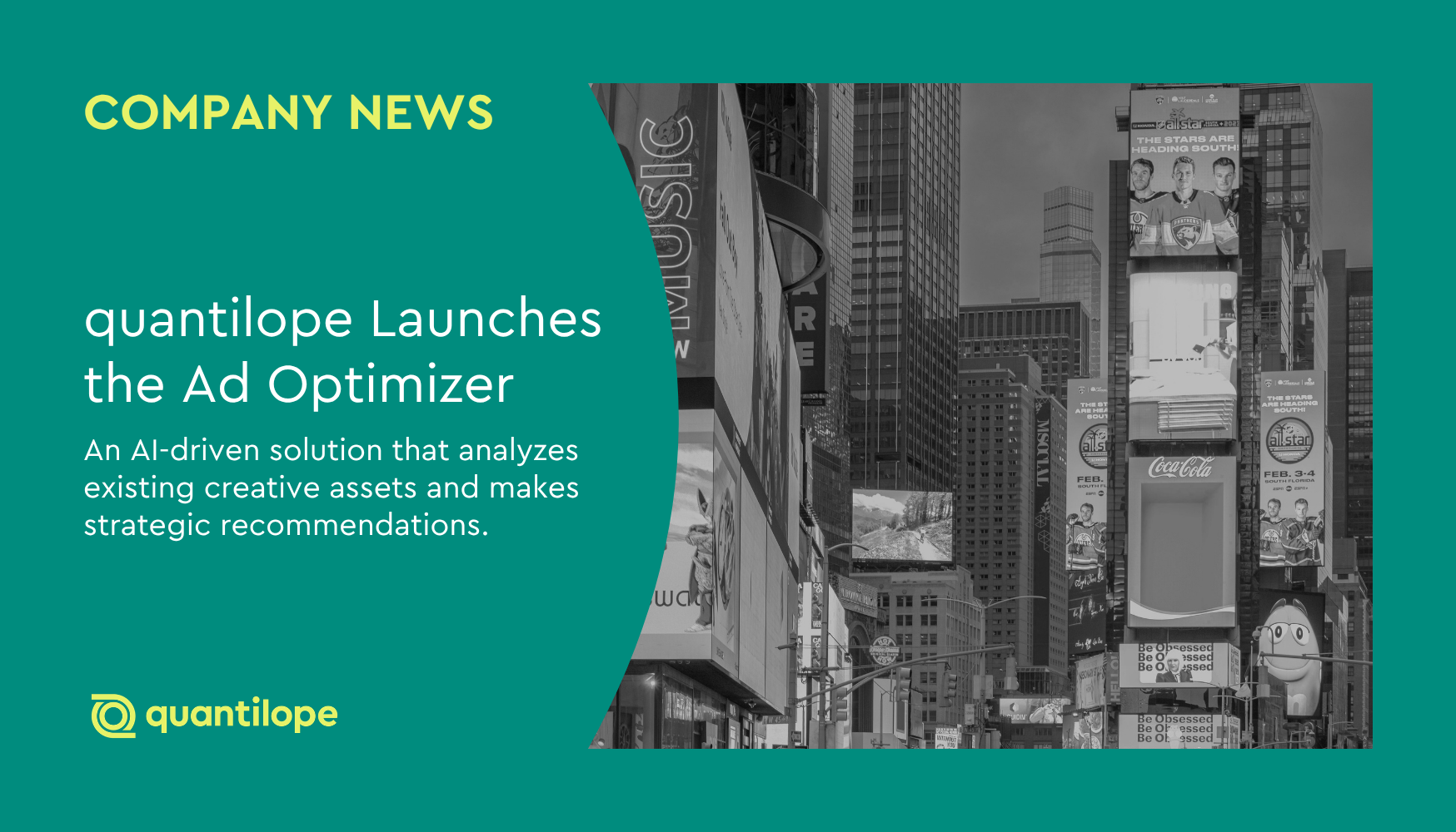 green blog background with black and white image of NYC ads