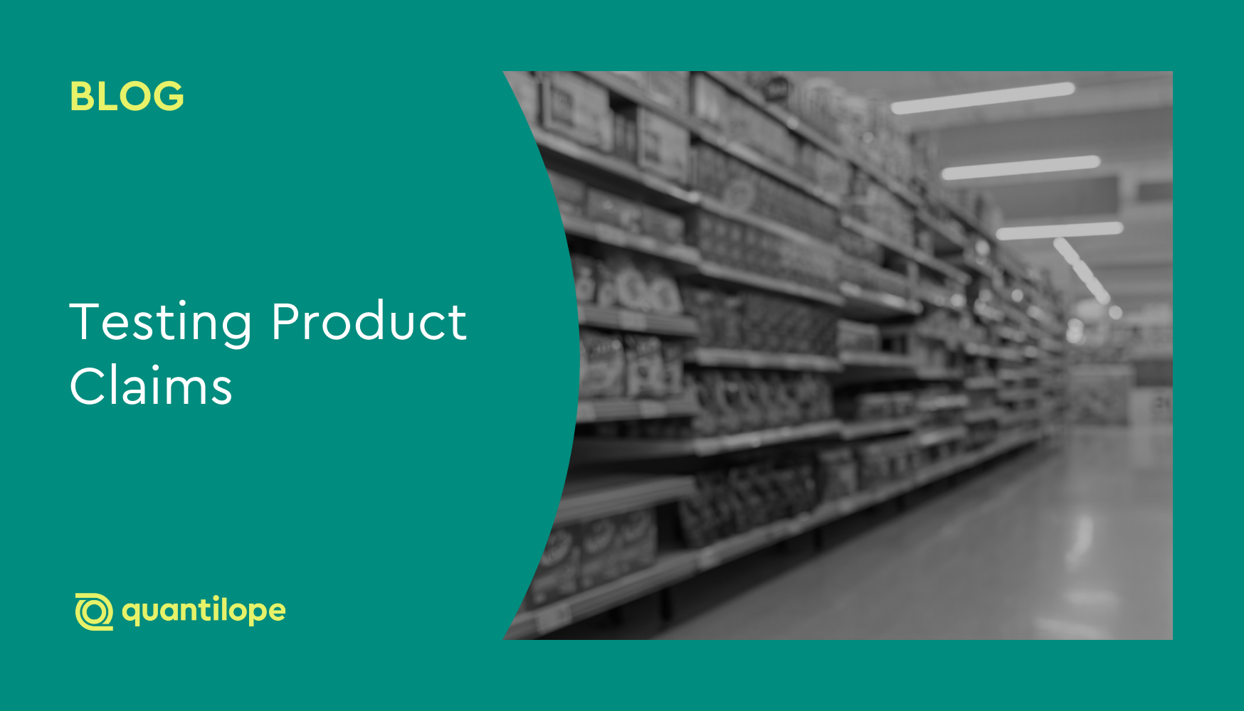green blog background with black and white photo of store shelf with products on it