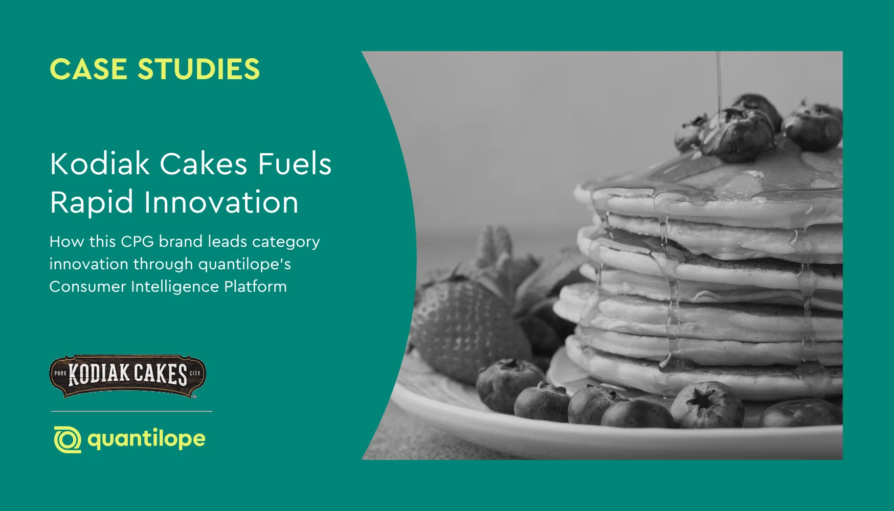 green blog background with black and white image of stack of pancakes