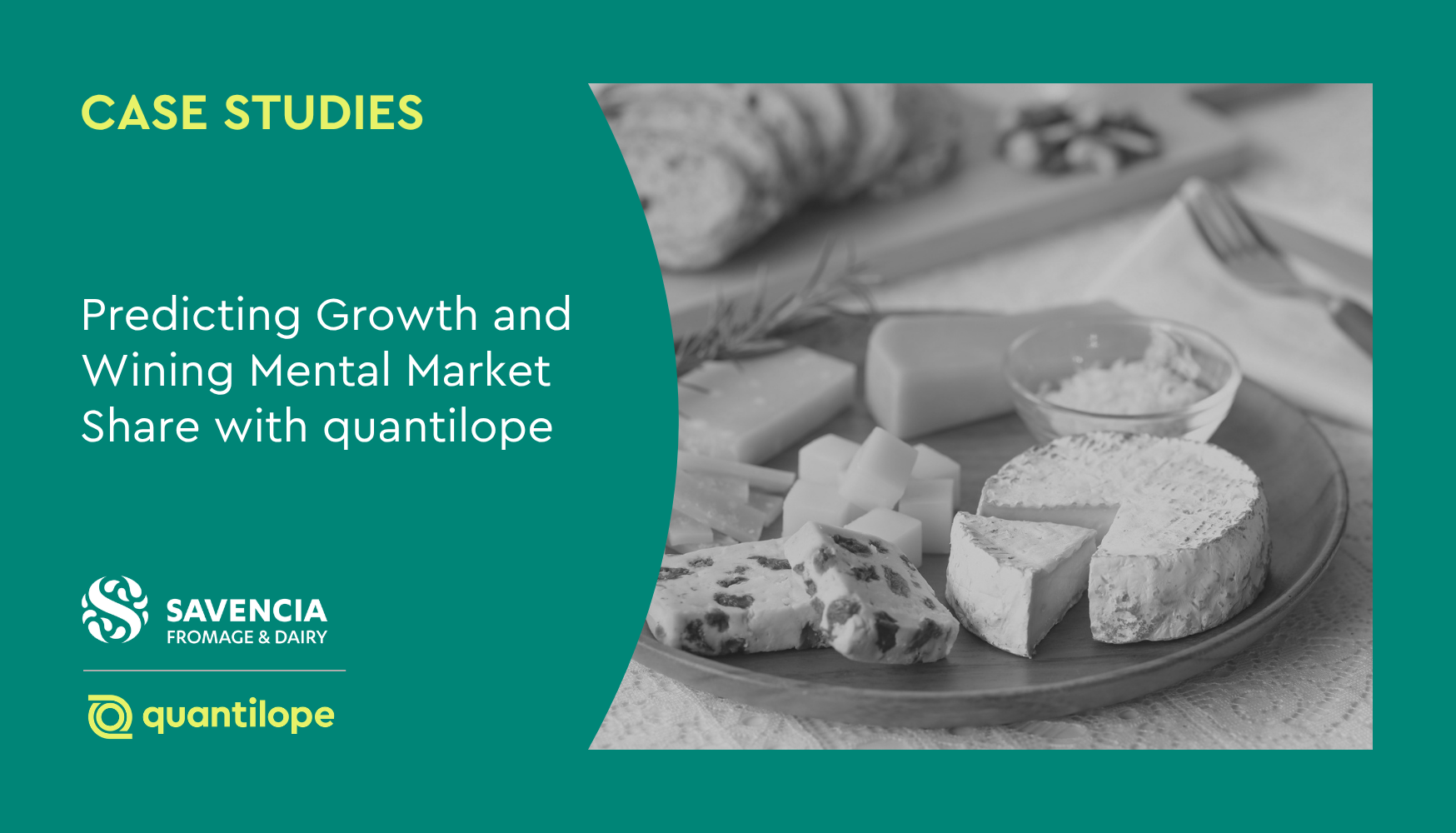 green blog background with image of a cheese board for savencia case study