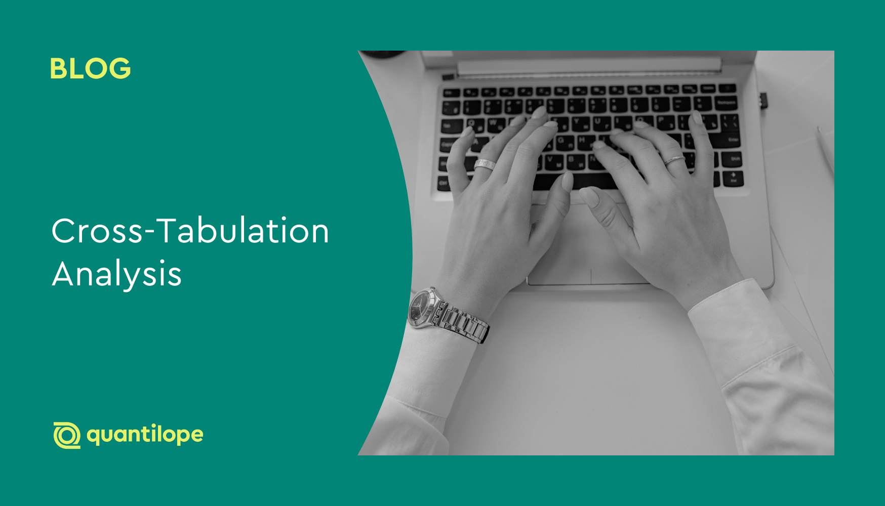 green blog background with black and white image of person typing on keyboard