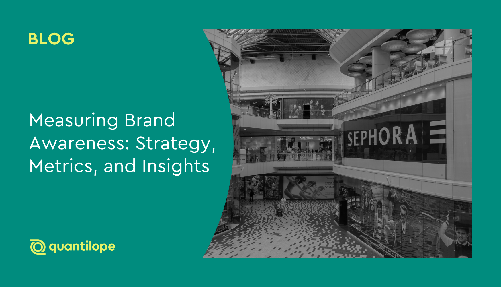 green blog background with black and white photo of sephora brand sign in mall 