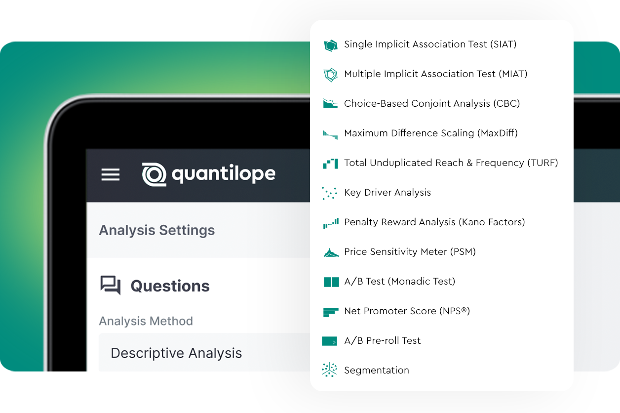 List of quantilope's automated advanced methods