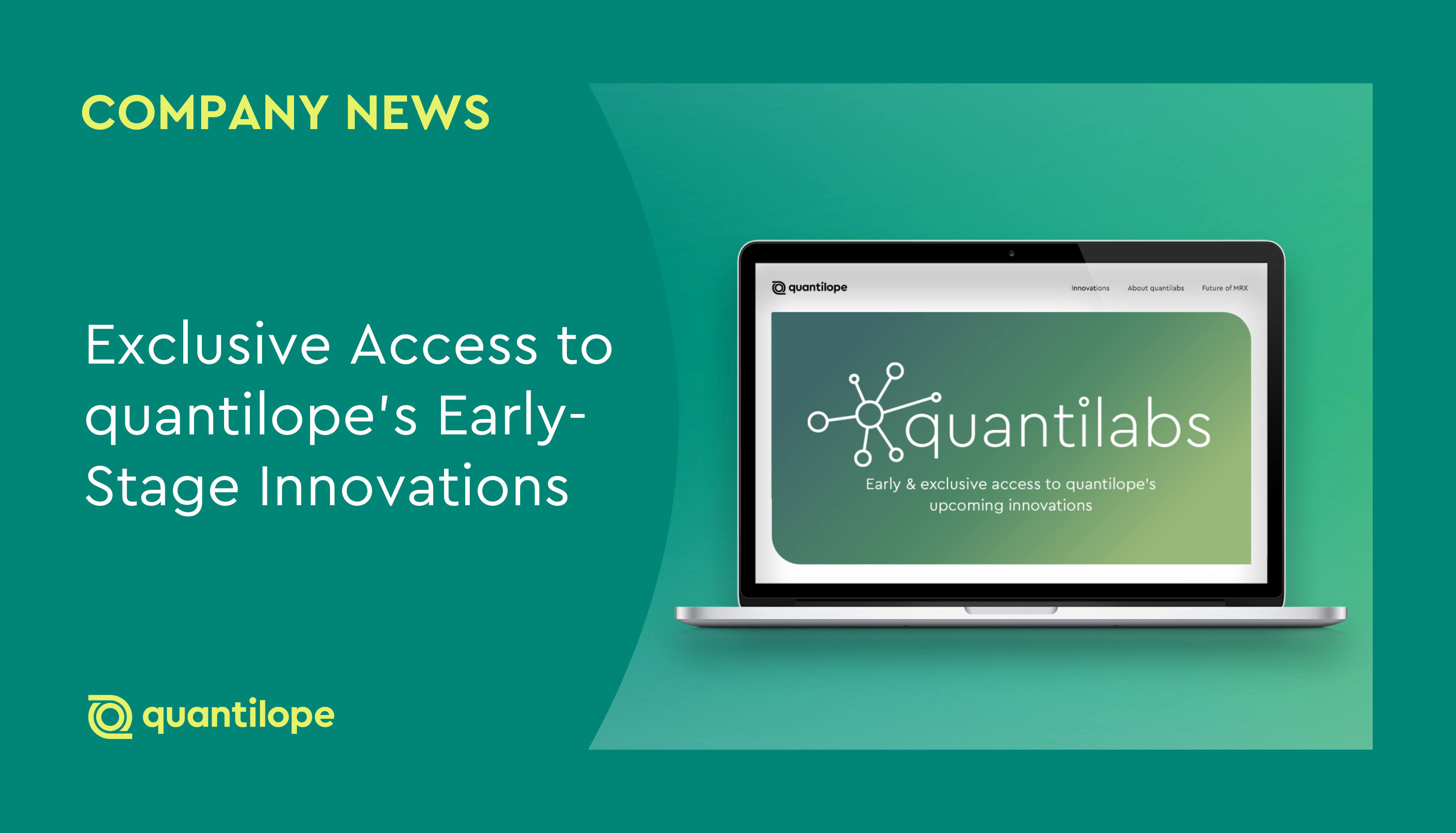 quantilabs website on laptop with gradient background