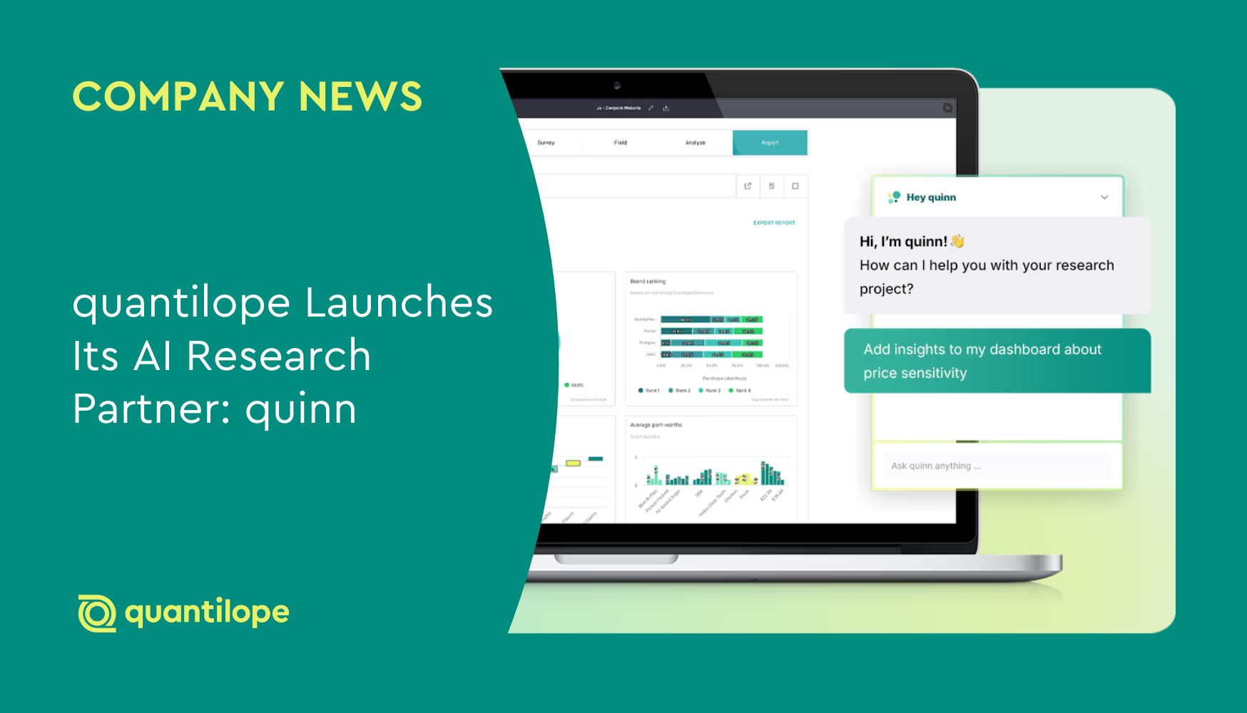 quinn AI Research Partner laptop screen